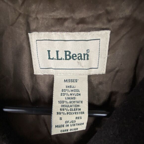 LL Bean Womens Brown Wool Pea Coat Fully Lined Thinsulate Front Pockets Size S - Picture 6 of 6